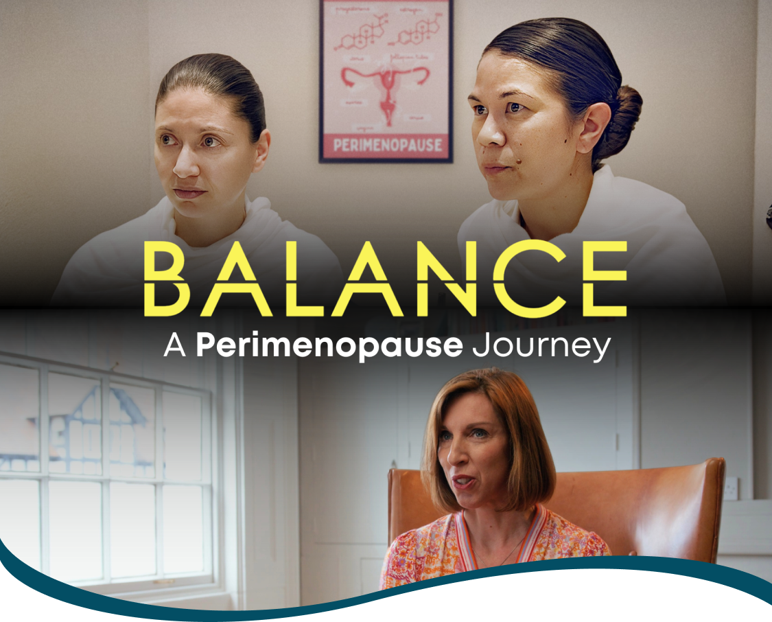 A collage with two images, one showing Dr Louise Newson, the other one the monks form the docuseries