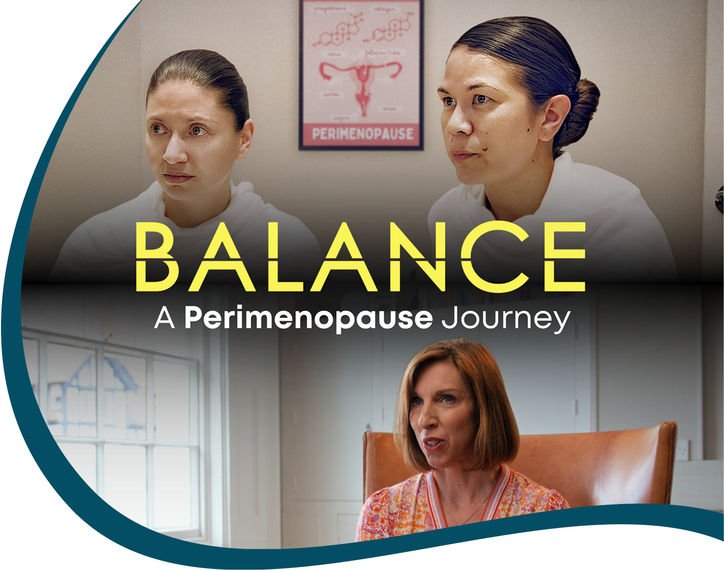 A collage with two images, one showing Dr Louise Newson, the other one the monks form the docuseries